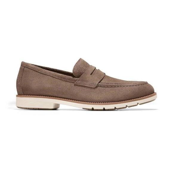 Cole Haan Mens Truffle Brown Leather Suede Penny Loafers Size 9 C41635